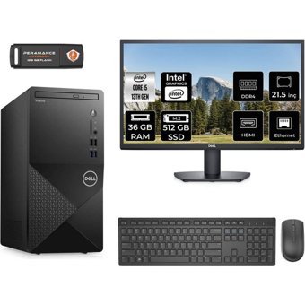 Dell Vostro 3020 N2054VDT3020MTUMNT332 Dahili Intel UHD Graphics 730 Intel Core i5 13400 36 GB Ram 512 GB SSD Tower FreeDos 21.5 inç Monitörlü Masaüstü Bilgisayar + PER4 BELLEK