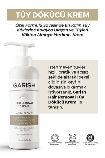 Garish Hassas Ciltler İçin Tüm Vücut Genital Bölge Kadın Tüy Dökücü Sprey 150 ml