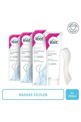 Veet Pure Hassas Ciltler İçin Tüm Vücut Genital Bölge Kadın Tüy Dökücü Sprey 3x200 ml