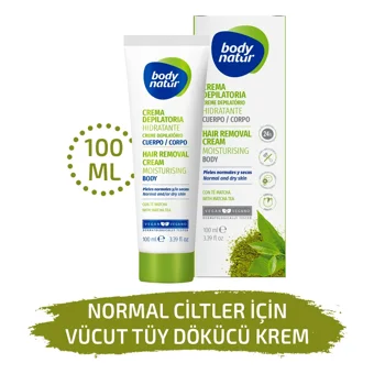 Body Natur Normal Ciltler-Kuru Ciltler İçin Tüm Vücut Genital Bölge Kadın Tüy Dökücü Sprey 100 ml