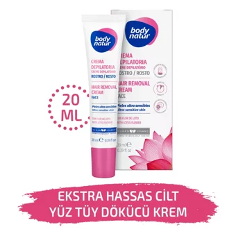 Body Natur Lotus Çiçeği Kokulu Hassas Ciltler İçin Yüz Unisex Tüy Dökücü Krem 20 ml