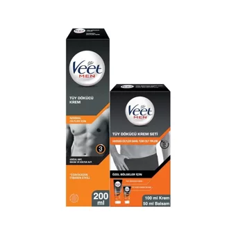 Veet Men Hassas Ciltler İçin Tüm Vücut Genital Bölge Kadın Tüy Dökücü Sprey 200 ml + 50 ml + Veet Men Tüy Dökücü Krem 200 ml