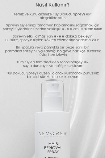 Nevores Tüm Ciltler İçin Tüm Vücut Genital Bölge Kadın Tüy Dökücü Sprey 100 ml