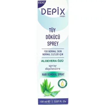 Depix Aloe Vera Özlü Tüm Ciltler İçin Tüm Vücut Genital Bölge Erkek Tüy Dökücü Sprey 150 ml