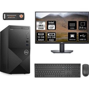 Dell Vostro 3910MT N7519VDT3910MNT307 Dahili Intel UHD Graphics Intel Core i5 12400 12 GB Ram 512 GB SSD Tower FreeDos 21.5 inç Monitörlü Masaüstü Bilgisayar + PER4 BELLEK