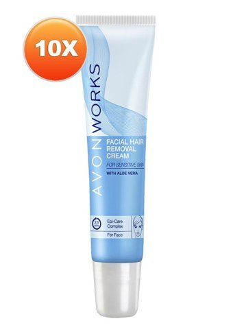 Avon Works Hassas Ciltler İçin Yüz Kadın Tüy Dökücü Krem 10x15 ml