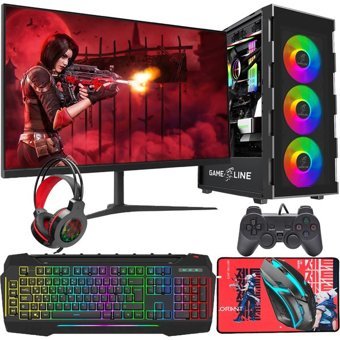 Gameline FR22 Harici GeForce RTX 4060 AMD Ryzen 5 5500 16 GB Ram DDR4 500 GB SSD Tower FreeDos 24 inç Monitörlü Masaüstü Bilgisayar