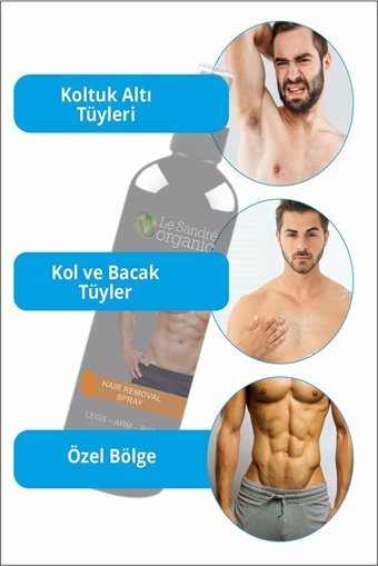 Le Sandre Organic Tüm Ciltler İçin Tüm Vücut Genital Bölge Erkek Tüy Dökücü Sprey 250 ml