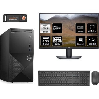 Dell Vostro 3910MT N7519VDT3910MNT1301 Harici Radeon RX 550 Intel Core i5 12400 8 GB Ram 256 GB SSD Tower FreeDos 21.5 inç Monitörlü Masaüstü Bilgisayar + PER4 BELLEK