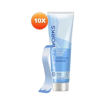 Avon Works Hassas Ciltler İçin Koltuk Altı Bacak Genital Bölge Kadın Tüy Dökücü Krem 10x100 ml