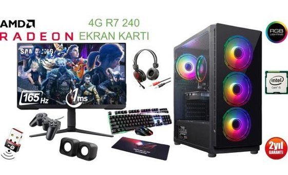 Gamestorm GAMESTORM Harici Radeon R7 240 Intel Core i5 3470 16 GB Ram 256 GB SSD Tower FreeDos 27 inç Monitörlü Masaüstü Bilgisayar
