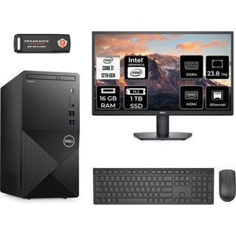 Dell Vostro 3910MT N7600VDT3910MNT313 Dahili Intel UHD Graphics Intel Core i7 12700 16 GB Ram 1 TB SSD Tower FreeDos 23.8 inç Monitörlü Masaüstü Bilgisayar + PER4 BELLEK