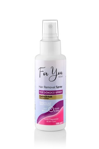 For You Gold Tüm Ciltler İçin Tüm Vücut Genital Bölge Unisex Tüy Dökücü Sprey 100 ml