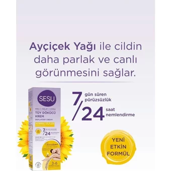 Sesu Ayçiçek Yağı Normal Ciltler İçin Tüm Vücut Genital Bölge Kadın Tüy Dökücü Sprey 100 ml