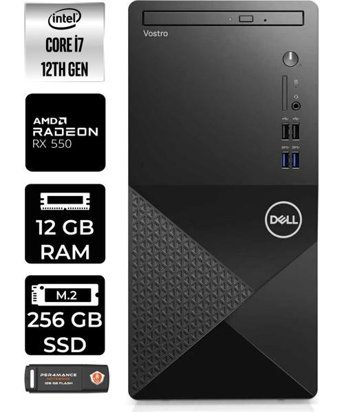 Dell Vostro 3910MT N7598VDT3910P356 Harici Radeon RX 550 Intel Core i7 12700 12 GB Ram 256 GB SSD Tower Windows 11 Home Masaüstü Bilgisayar + PER4 BELLEK