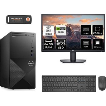 Dell Vostro 3910MT N7598VDT3910MNT4347 Harici GeForce GTX 1650 Intel Core i7 12700 64 GB Ram 512 GB SSD Tower FreeDos 23.8 inç Monitörlü Masaüstü Bilgisayar + PER4 BELLEK