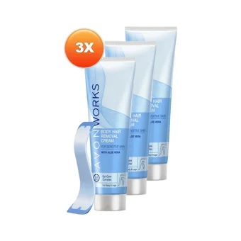 Avon Works Hassas Ciltler İçin Koltuk Altı Bacak Genital Bölge Kadın Tüy Dökücü Krem 3x100 ml
