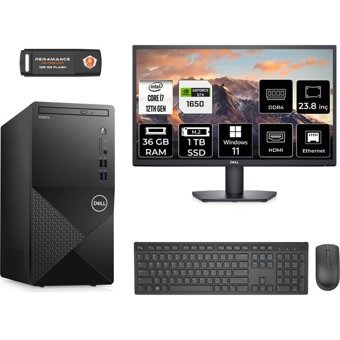 Dell Vostro 3910MT N7600VDT3910MNT4383 Harici GeForce GTX 1650 Intel Core i7 12700 36 GB Ram 1 TB SSD Tower Windows 11 Home 23.8 inç Monitörlü Masaüstü Bilgisayar + PER4 BELLEK