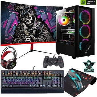 Gameline ELS14 Harici GeForce RTX 3060 AMD Ryzen 5 5600 16 GB Ram DDR4 1 TB SSD Tower FreeDos 24 inç Monitörlü Masaüstü Bilgisayar