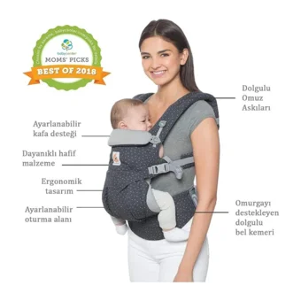 Ergobaby Omni Dream 360 3.2-20 kg Kapasiteli Oturaklı Her Yöne Yenidoğan Kanguru Siyah