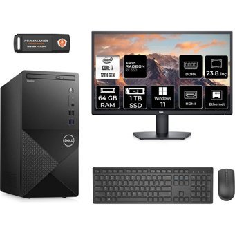 Dell Vostro 3910MT N7598VDT3910MNT1398 Harici Radeon RX 550 Intel Core i7 12700 64 GB Ram 1 TB SSD Tower Windows 11 Home 23.8 inç Monitörlü Masaüstü Bilgisayar + PER4 BELLEK