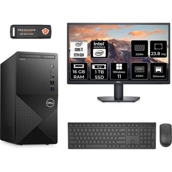 Dell Vostro 3910MT N7598VDT3910MNT413 Dahili Intel UHD Graphics Intel Core i7 12700 16 GB Ram 1 TB SSD Tower Windows 11 Pro 23.8 inç Monitörlü Masaüstü Bilgisayar + PER4 BELLEK