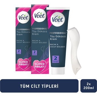 Veet Professional Tüm Ciltler İçin Tüm Vücut Genital Bölge Kadın Tüy Dökücü Sprey 2x200 ml
