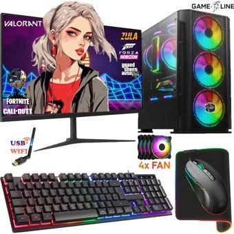 Gameline SYN55 Harici GeForce RTX 4060 AMD Ryzen 5 3600 16 GB Ram DDR4 256 GB SSD Tower FreeDos 24 inç Monitörlü Masaüstü Bilgisayar