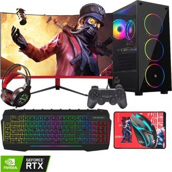 Gameline RTX14 Harici GeForce RTX 3060 AMD Ryzen 5 5500 16 GB Ram 256 GB SSD Tower FreeDos 23.6 inç Monitörlü Masaüstü Bilgisayar
