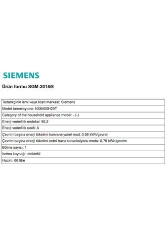 Siemens HX8A00H29T 66 Lt Ocaklı A Enerji Sınıfı Analog Retro Doğalgaz Tam Boy Solo Fırın Beyaz