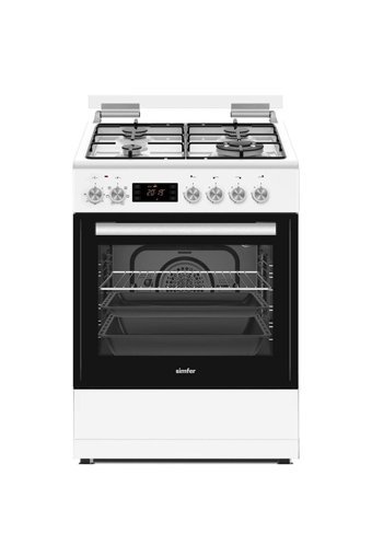 Simfer 1262 3G+1 Wok Multi Ocaklı Enerji Sınıfı Analog Retro Doğalgaz Tam Boy Fırın Beyaz
