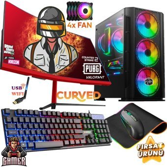 Gameline SYN78 Harici GeForce RTX 3050 AMD Ryzen 5 3600 32 GB Ram DDR4 1 TB SSD Tower FreeDos 24 inç Monitörlü Masaüstü Bilgisayar