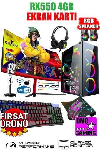 Dmc N60X Harici Radeon RX 550 Intel Core i5 3470 16 GB Ram 1 TB HDD + 256 GB SSD Tower FreeDos 23.8 inç Monitörlü Masaüstü Bilgisayar
