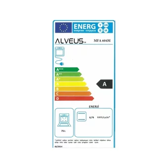 Alveus MFA 604 61 Lt A Enerji Sınıfı Analog Modern Tam Boy Ankastre Fırın Beyaz
