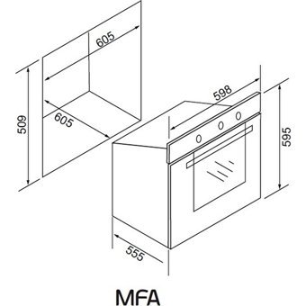 Alveus MFA 604 61 Lt A Enerji Sınıfı Analog Modern Tam Boy Ankastre Fırın Beyaz