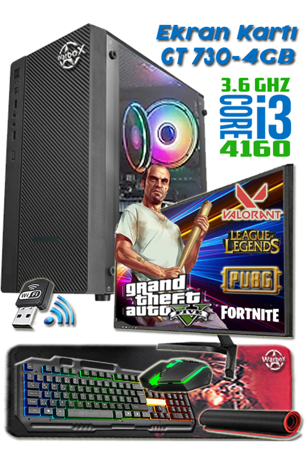 Vega VEGA EKO Harici GeForce GT 730 Intel Core i3 4160 8 GB Ram 120 GB HDD + 128 GB SSD Tower FreeDos 19.5 inç Monitörlü Masaüstü Bilgisayar