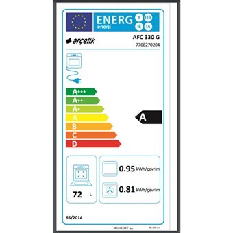 Arçelik AFC 330 G 72 Lt A Enerji Sınıfı Dijital Modern Tam Boy Ankastre Fırın Gri