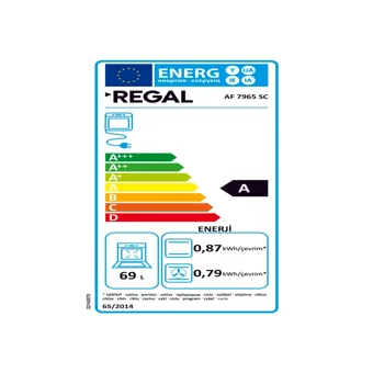 Regal AF 7965 SC 65 Lt A Enerji Sınıfı Dijital Retro Tam Boy Ankastre Fırın Beyaz