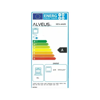 Alveus MFA 604 61 Lt A Enerji Sınıfı Analog Modern Tam Boy Ankastre Fırın Siyah
