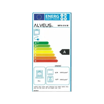 Alveus MFA 614 72 Lt A Enerji Sınıfı Analog Modern Tam Boy Ankastre Fırın Siyah