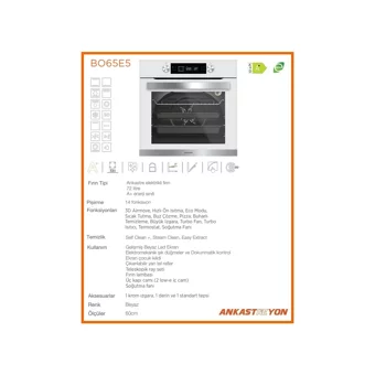 Silverline BO65E5W01 72 Lt A Enerji Sınıfı Dijital Retro Tam Boy Ankastre Fırın Beyaz