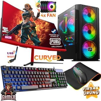 Gameline SYN63 Harici Radeon RX 550 AMD Ryzen 5 3600 16 GB Ram DDR4 1 TB SSD Tower FreeDos 24 inç Monitörlü Masaüstü Bilgisayar