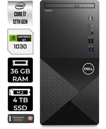 Dell Vostro 3910MT N7598VDT3910P435 Harici GeForce GT 1030 Intel Core i7 12700 36 GB Ram 4 TB SSD Tower Windows 11 Pro Masaüstü Bilgisayar + PER4 BELLEK