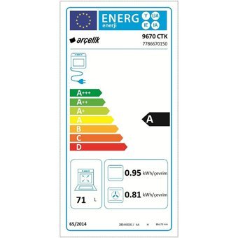 Arçelik 9670 CTK 71 Lt A Enerji Sınıfı Dijital Rustik Tam Boy Ankastre Fırın Kahverengi