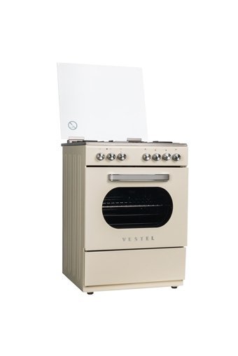 Vestel SF 8400 RETRO 66 Lt Ocaklı A Enerji Sınıfı Analog Retro Doğalgaz Tam Boy Solo Fırın Bej