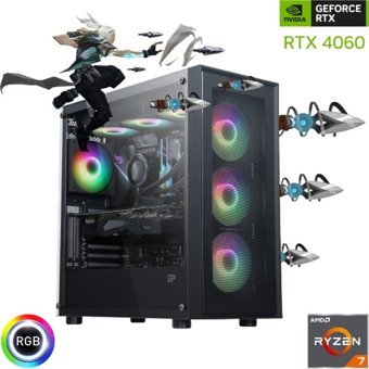 Güneysu Gaming Harici GeForce RTX 4060 AMD Ryzen 7 5700X 32 GB Ram DDR4 1 TB SSD Tower FreeDos Masaüstü Bilgisayar