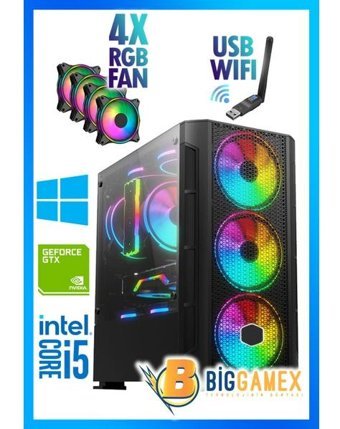 Biggamex GM48 Harici GeForce GTX 1050 Ti Intel Core i5 3470 16 GB Ram 1 TB HDD + 256 GB SSD Tower FreeDos Masaüstü Bilgisayar