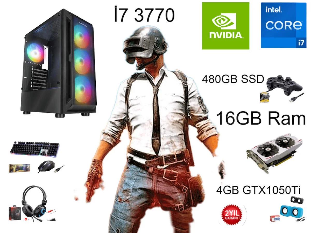 Hilal Gaming Harici GeForce GTX 1050 Ti Intel Core i7 3770S 16 GB Ram 480 GB SSD Tower FreeDos Masaüstü Bilgisayar