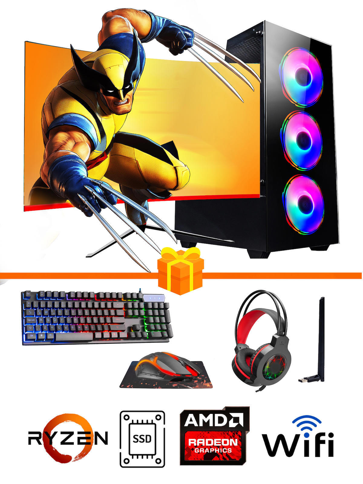 Ramtech RG505-069 Harici Radeon RX 550 AMD Ryzen 5 5500 32 GB Ram DDR4 1 TB HDD + 256 GB SSD Tower FreeDos Masaüstü Bilgisayar
