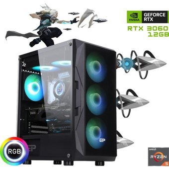 Güneysu Gaming Harici GeForce RTX 3060 AMD Ryzen 5 5600 16 GB Ram DDR4 1 TB SSD Tower FreeDos Masaüstü Bilgisayar